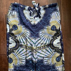 Pucci navy & blue silk pajamas style drawstring trousers
